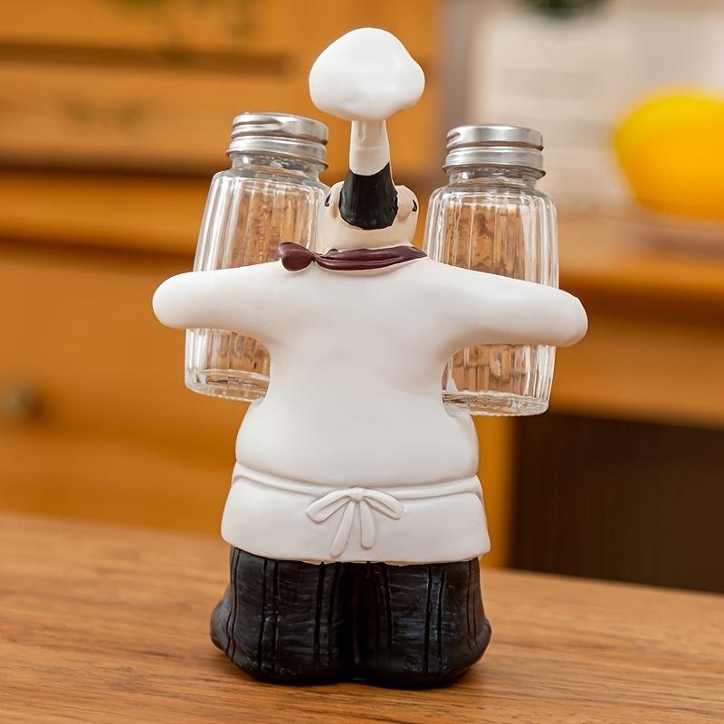 1pc of chef holding salt and pepper shaker resin figurine, suitable for kitchen dining room and Christmas party supplies