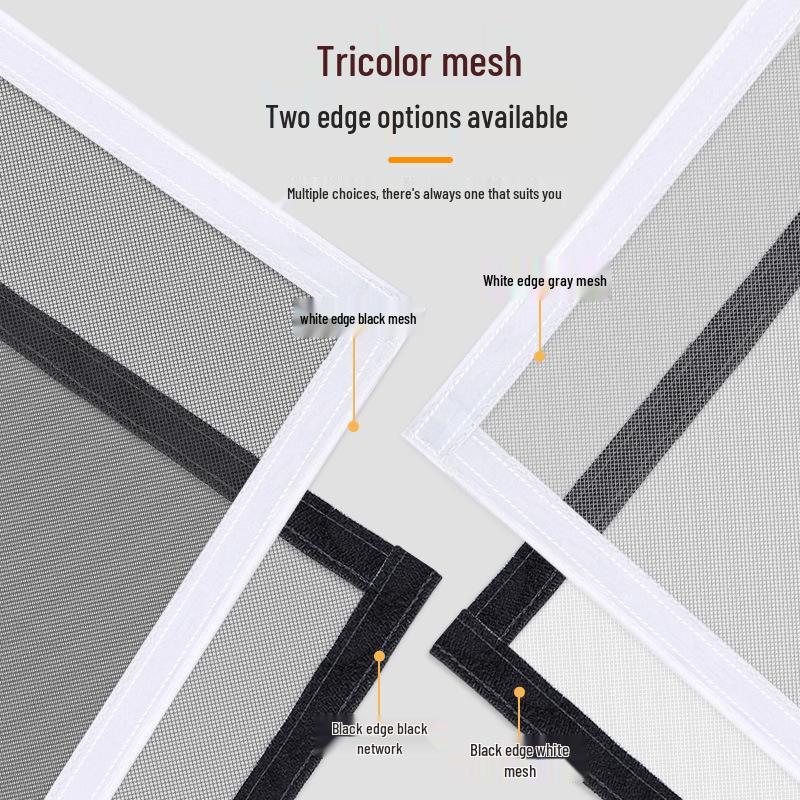 Self-Install Window Screen Mesh with Adhesive Hook & Loop Fastener - No-Drill Mosquito Net Curtain