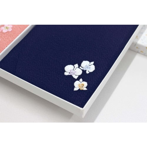 Chirimen Reiwa Embroidered Gold Envelope Fukusa Set (Plum/Orchid)