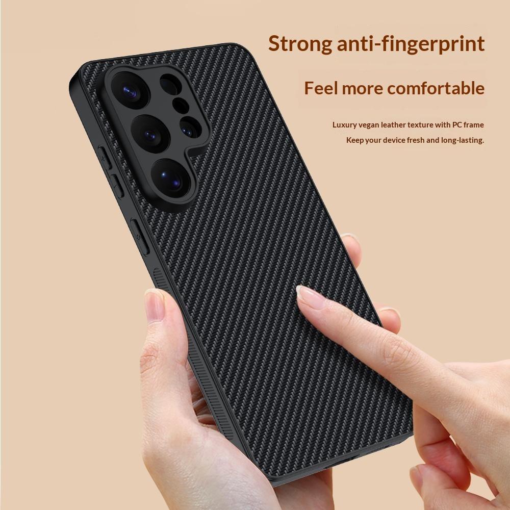 For Samsung Galaxy S26 Ultra Case Leather + PC Hard Phone Cover Carbon Fiber Texture