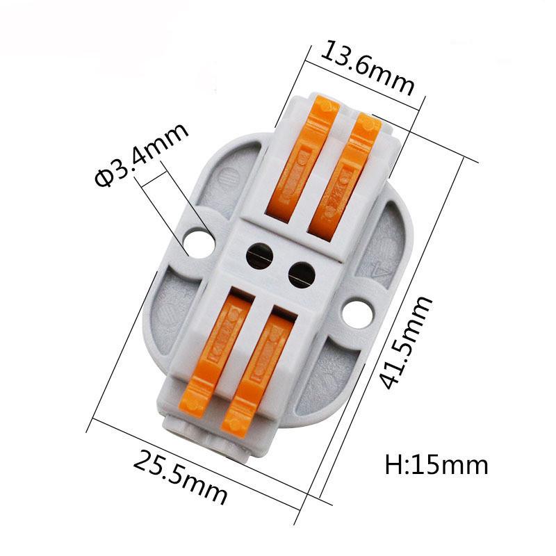 PCT Quick Wiring Terminal with Base and Fixing Hole - Two-In-Two-Out Connector