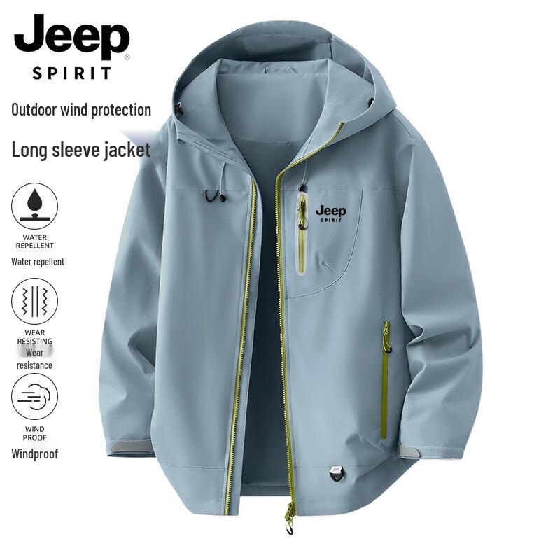 JEEP SPIRIT Men's Spring Outdoor Windproof Waterproof Hooded Casual Jacket