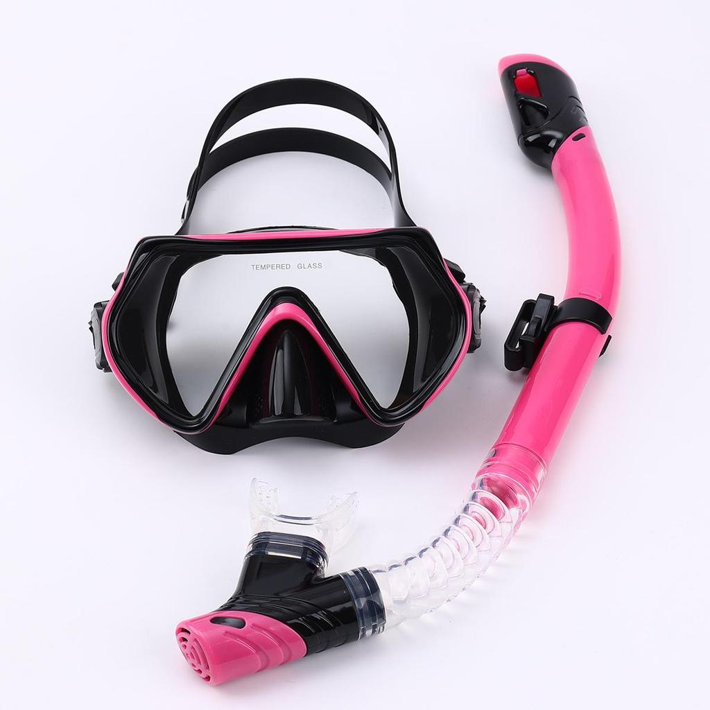 Maschera da Immersione in Silicone per Bambini e Adulti con Snorkel - Lente in Vetro Temperato HD, Montatura Grande