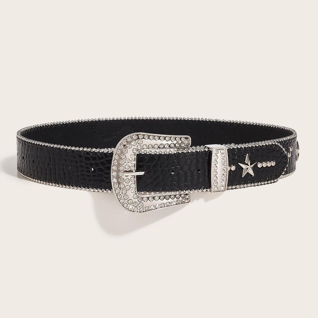 Sexy Waist Belt Jeans Belt PU Studded Diamante Belt Casual Ceinture Punk Modern Belt Street Dance Crystal Belt