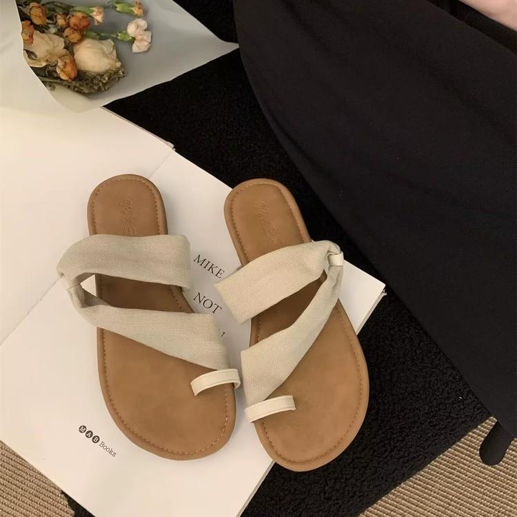 Soft-soled Roman Sandals 2025 New Korean Version of Toe Vacation Beach Shoes Flat-soled Cool Slippers Women's Summer Wear