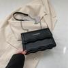 Korean Style Small Square Women's Crossbody Bag - 2025 Solid Color, Wave Pattern, Chain Shoulder, Simple Fashion.