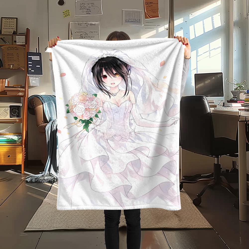 1PC Kurumi Print Flannel Blanket, High quality All Seasons, Home Decor, Warmth and Comfort, Perfect for Christmas Gifts