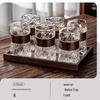 Embossed Glass Water Cup Set for Living Room, High-Temperature Resistant Teaware for Coffee or Beer