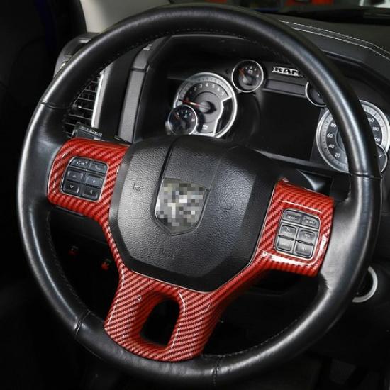 Red Carbon Fiber ABS Steering Wheel Frame Trim Cover For Dodge RAM 1500 2010-17