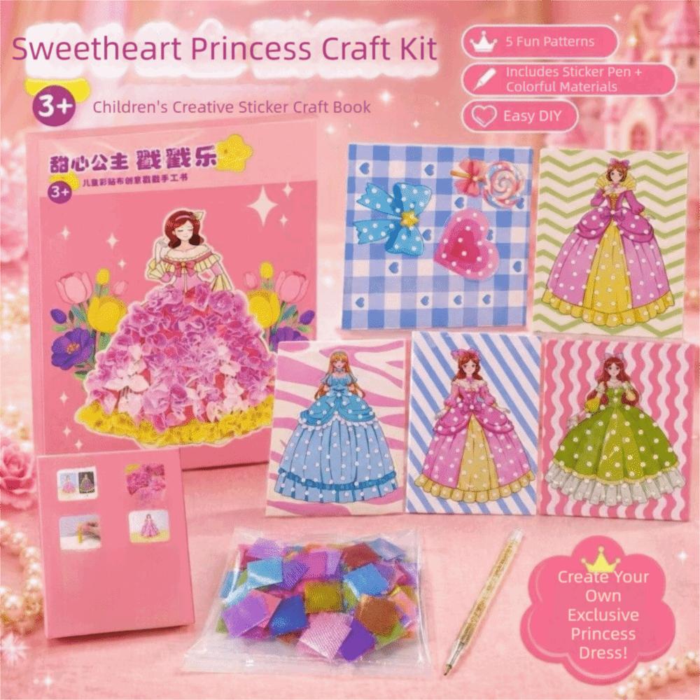 Creative Fairy Tale Hand Poke Painting Puzzle Dress Up Sticker Book Fabric Art Craze Poke Art Kids