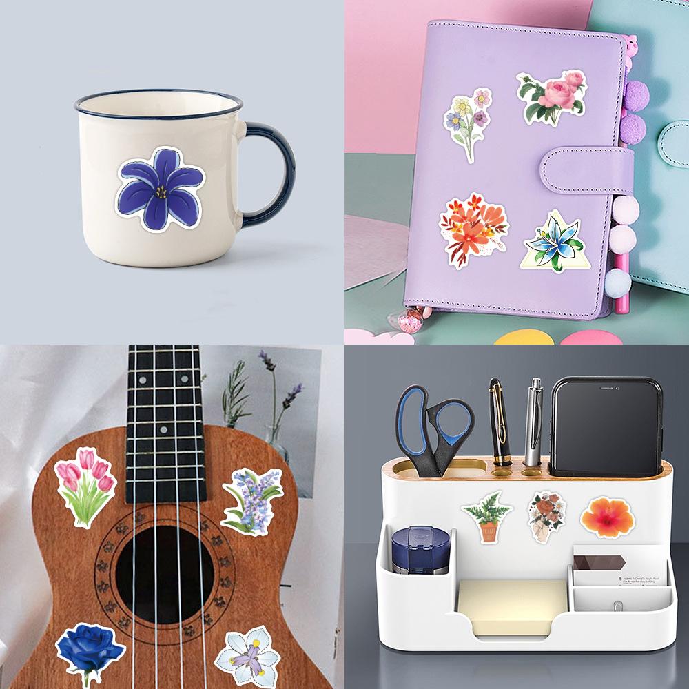 50 Flowers, Leaves, Maple Leaves, Graffiti Stickers, Notebook, Guitar Suitcase, Waterproof Stickers