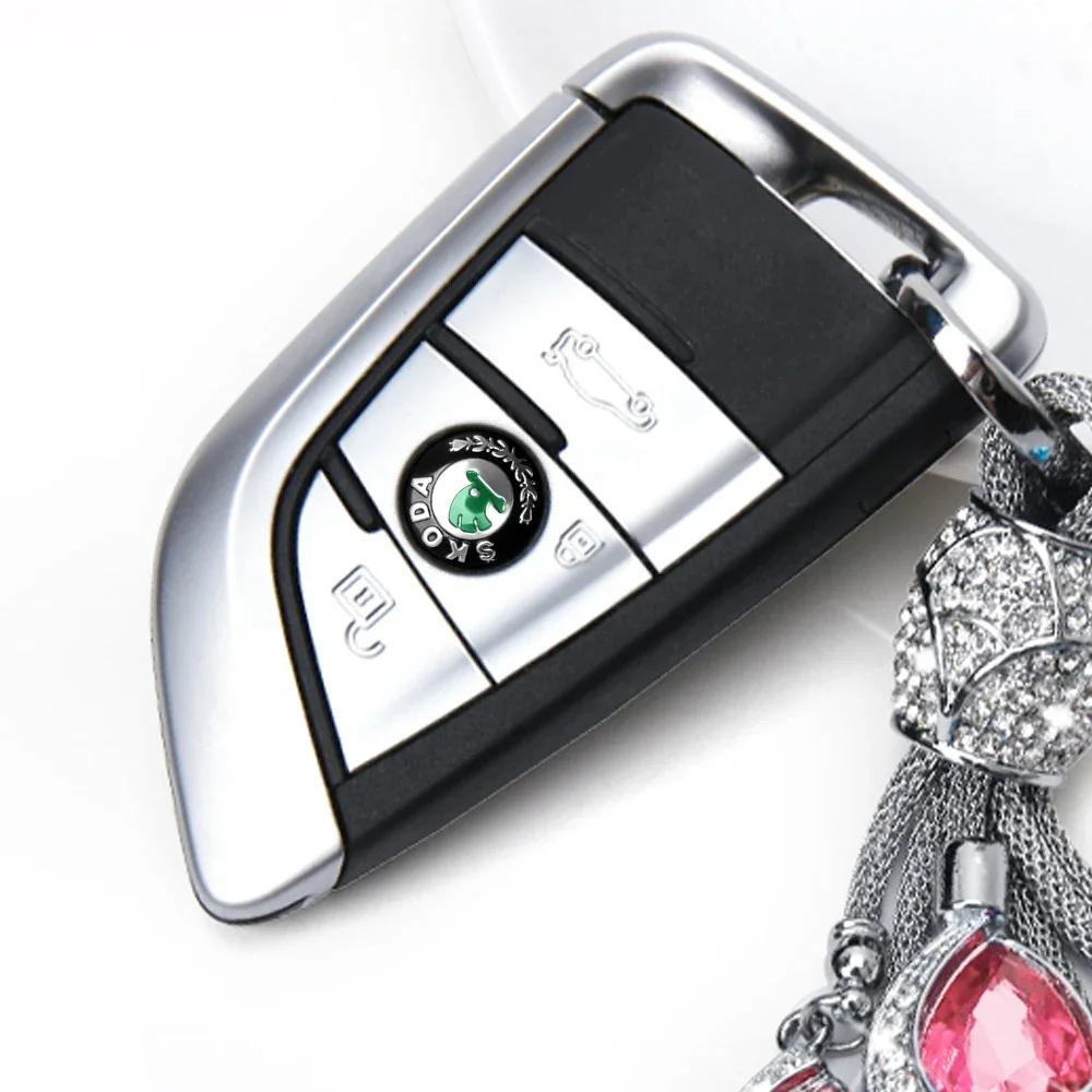 2025 Nowe 10/20 szt. 14mm Naklejki z Emblematem Kluczyka Samochodowego Naklejka z Logo Kluczyka do Sterowania Auto Dla Skoda Octavia Rapid Fabia Yeti Superb A5 A7 VRS V