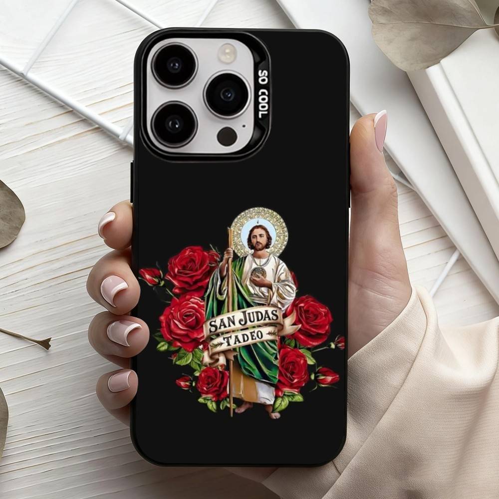 S-San-N J-Judas T-Tadeo-O ART Phone Case For iPhone17,16,15,14,13,12,11 Plus,Pro Max Black Candy Silver Plated Cover