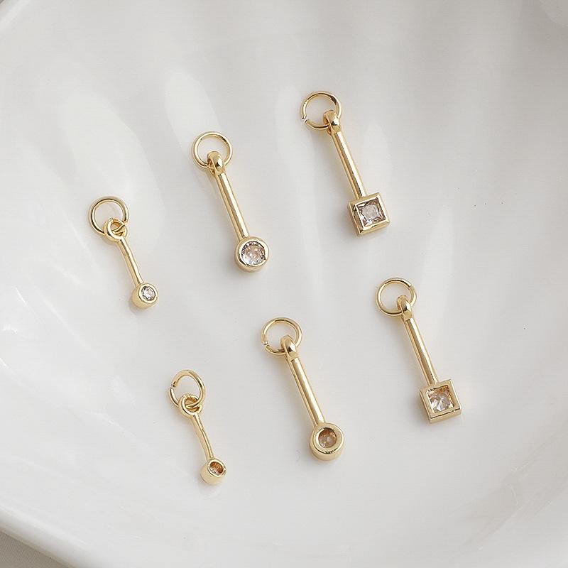14K Gold Filled Zircon Matchstick Tila Bracelet Pendant for DIY Jewelry