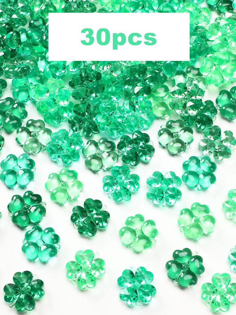 30/50PCS Green Acrylic Lucky Leaf Ornaments St Patricks Day Shamrock Decor Vase Filler Table Scatter