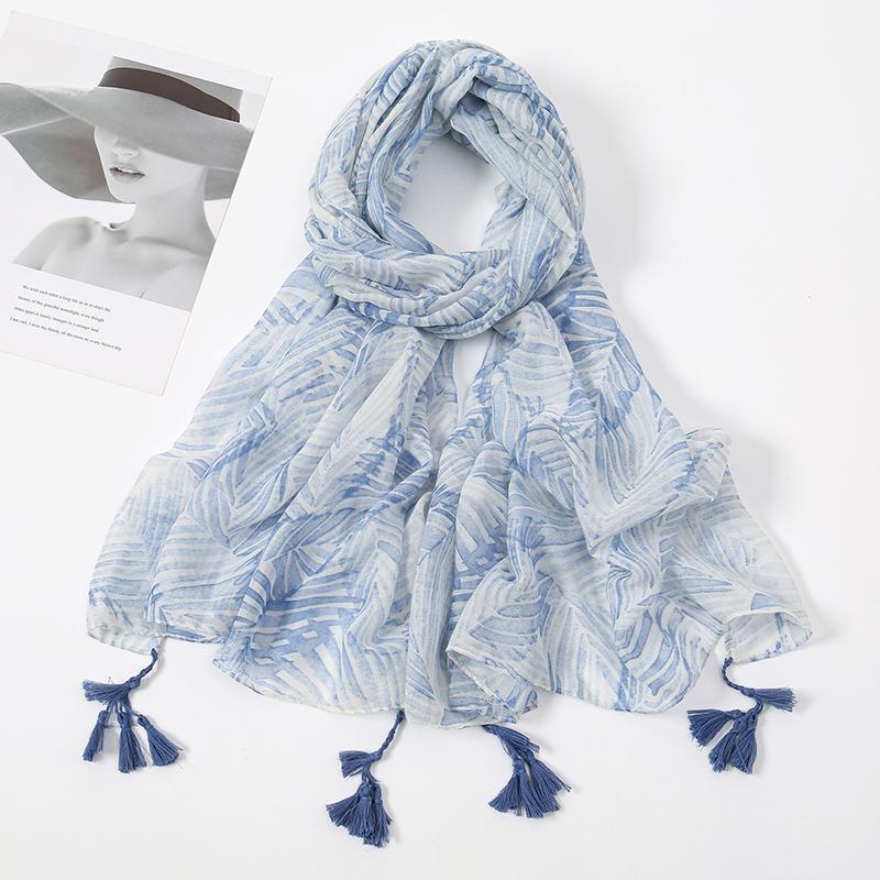 Printed Autumn And Winter Soft Linen Cotton Scarf Shawls Women Fashion Long Floral Tassel Scarfs Scarves Foulard Hijab 180*90Cm