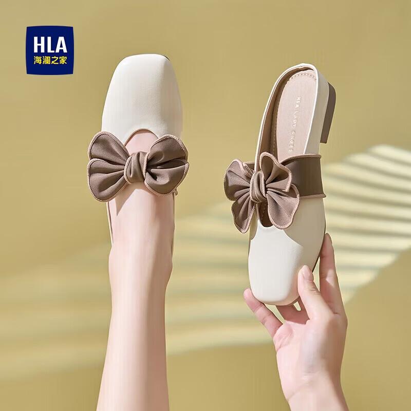 Women s Bowknot Square-Toe Mule Loafers 38