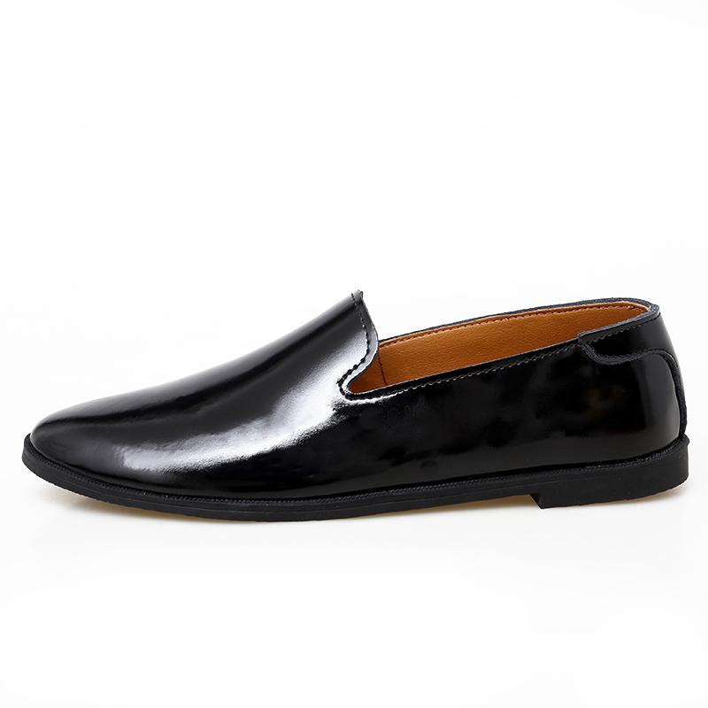 Fashion Flat Bottomed Men's Leather Shoes Black and White Style Office and Leisure Party Comfortable Work Plus Size Slip On Daily Shoes