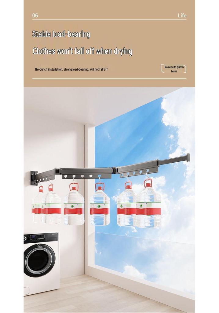 Wall-Mounted Foldable Clothes Drying Rack for Balcony/Wardrobe