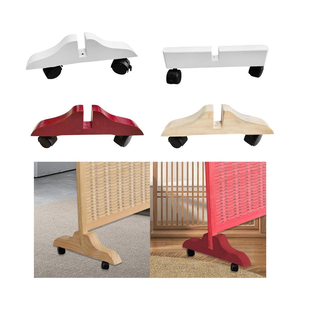 Wooden Frame Privacy Screen Holder with Detachable Wheels for Bedroom And Dressing Area