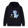 Kids Boys Girls Cute Cartoon Dinosaur Enjoy Music Pattern Pullover Hoodie Casual Soft Long Sleeve Hooded Sweatshirt For Toddler Children Daily