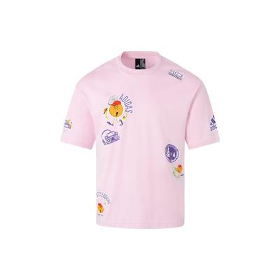 adidas Hangzhou Wuyibing Spolupráca Grafická Potlač Písmen Športové Krátkorukávové Tričko Unisex Vrchné Oblečenie Číra-Ružová JE0952