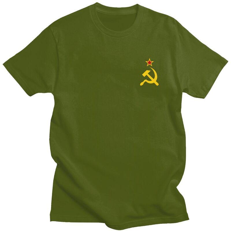 Custom Mens Russian Soviet Flag T Shirts ShortSleeve Cotton Tshirt Leisure CCCP USSR Hammer And Sickle Tee Slim Fit Clothing