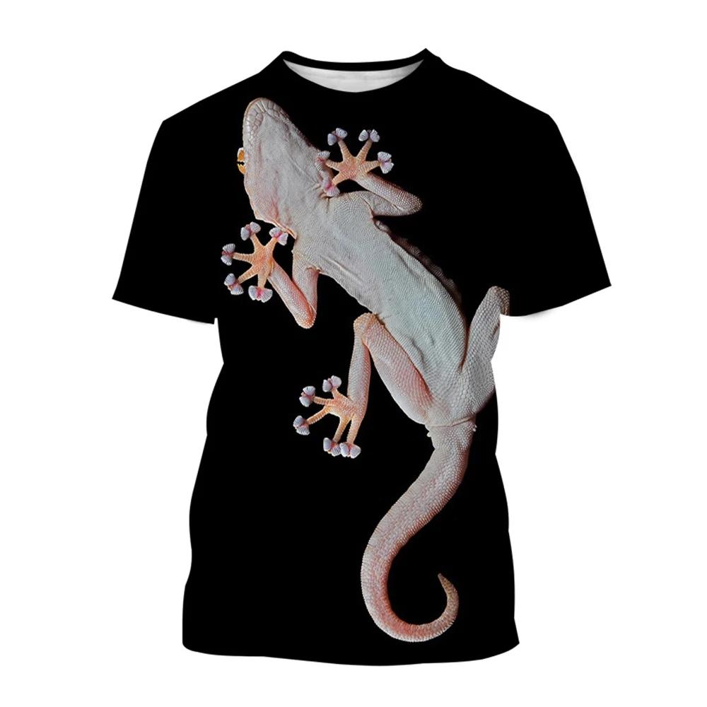 Summer Hot Selling Reptile Lizard Pattern Printed T-shirt Fashion Chameleon Plus Size Hip-Hop Street O-Neck Casual Top
