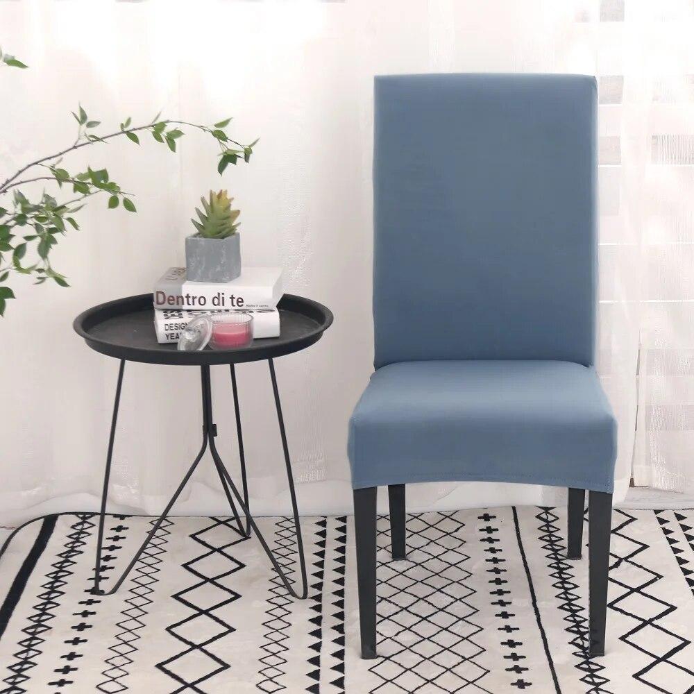 Solid Color Chair Covers Elastic Dining Room Seat Cover Washable Chair Protective Case for Restaurant Wedding Banquet Light Gray