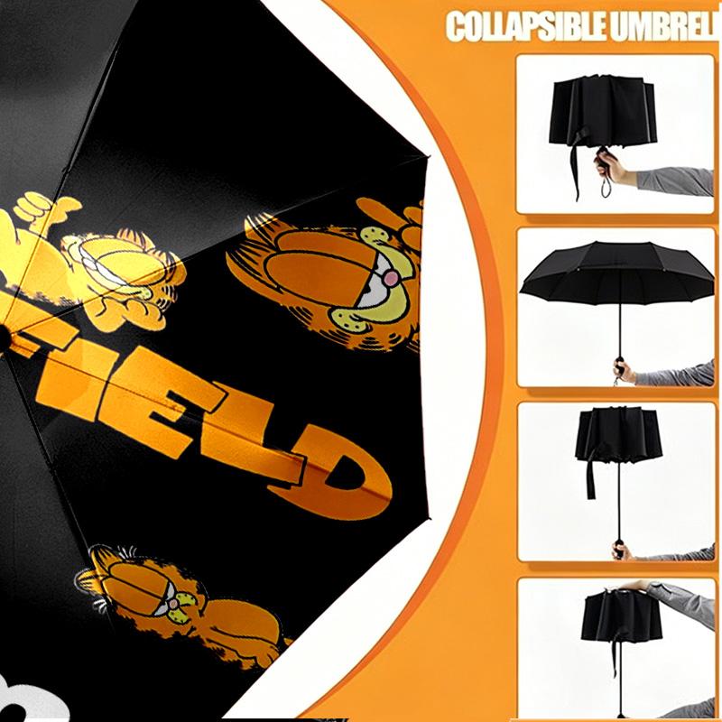 Personalisierter Garfield-Druckschirm mit individuellem Namen, Automatisches Öffnen und Schließen, Stabiler 8-Rippen-Rahmen, Für Pendeln, Camping, Wandern, Geburtstagsgeschenk