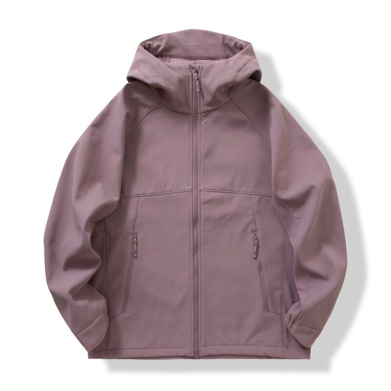 Original Foreign Trade Outdoor Autumn and Winter Hooded Fleece-Lined Softshell Jacket for Men and Women, Couple Style, Windproof and Waterproof