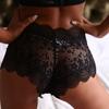 Women Sexy Panties Lace Embroidery Underwear High Waist Butt Lifter Briefs Mesh Transparent Underpants Black Temptation Lingerie