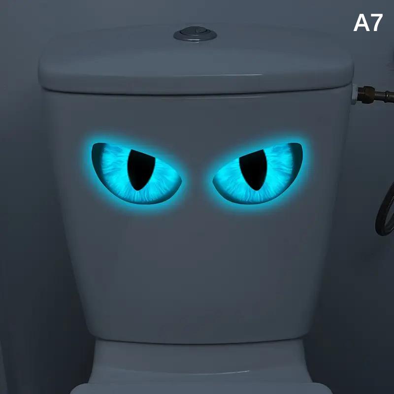 

Светящиеся в темноте забавные наклейки на унитаз, водонепроницаемые, съемные, самоклеящиеся ПВХ наклейки, декор для ванной комнаты, наклейки на стену A7