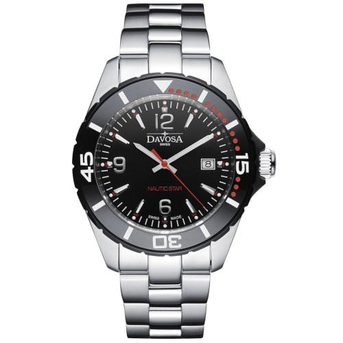 Davosa Nautic Star Swiss-made Watch, 10 ATM Water Resistant, Silver, Model 163.472.65, for Men