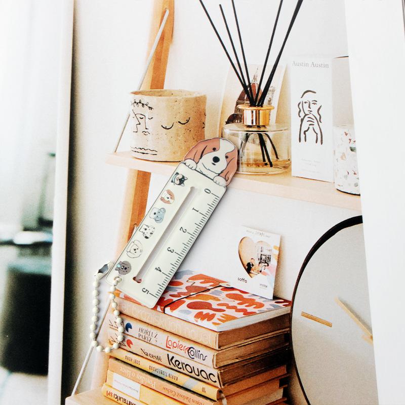 Cute Cartoon Animal Cat Dog Ruler Mini 5cm Portable Stationery Ruler Pendant Backpack Charm Student Prize Student Reward Gifts