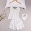 Summer satin pajamas women's silk sexy shorts casual women's lace loungewear set 1111 light luxury