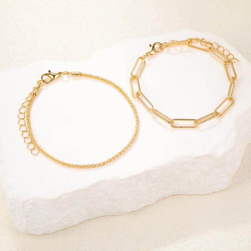 1/2 Pièces Bracelet Scintillant Pour Femmes Double Étage Couleur Argent Chaîne de Main Réglable Bijoux Accessoires Cadeau Fête de Mariage