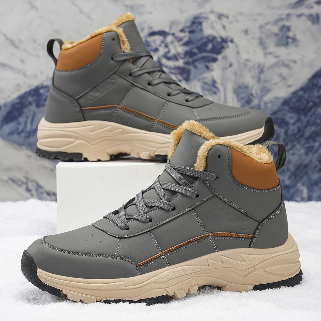 Mens soft elastic winter warm winter cold padded snow boots thick bottom non-slip wear outdoor leisure sports mountaineering cotton boots