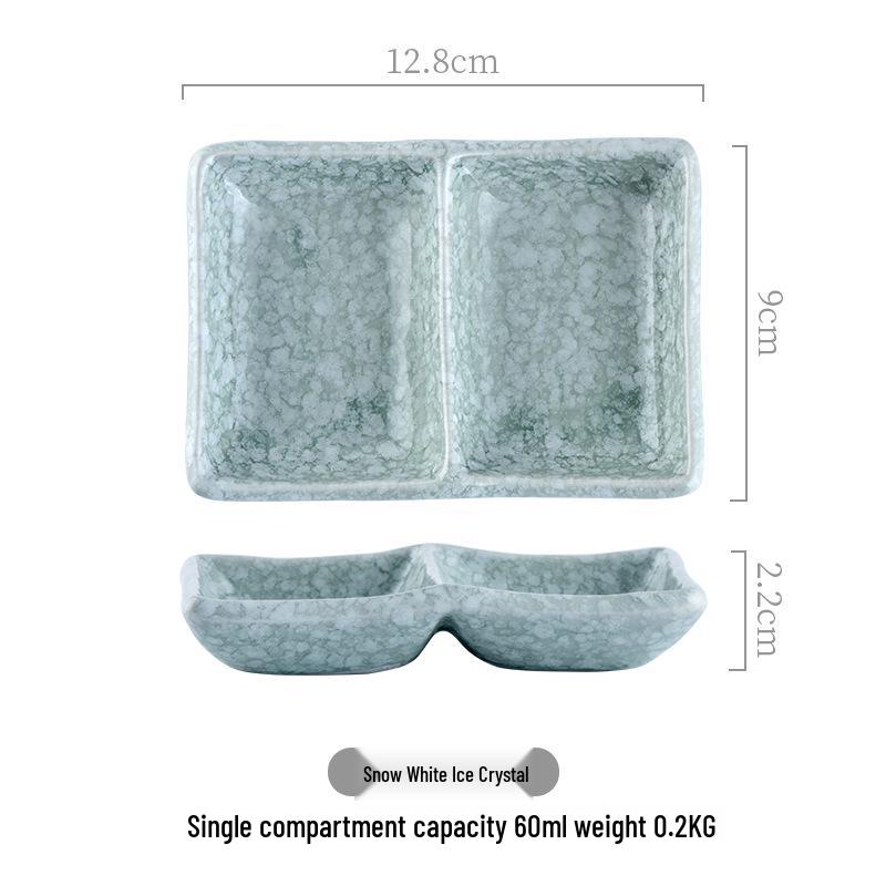 Japanese Ceramic Double-Compartment Dish for Dipping Sauces and Seasonings Two-Compartment Dish