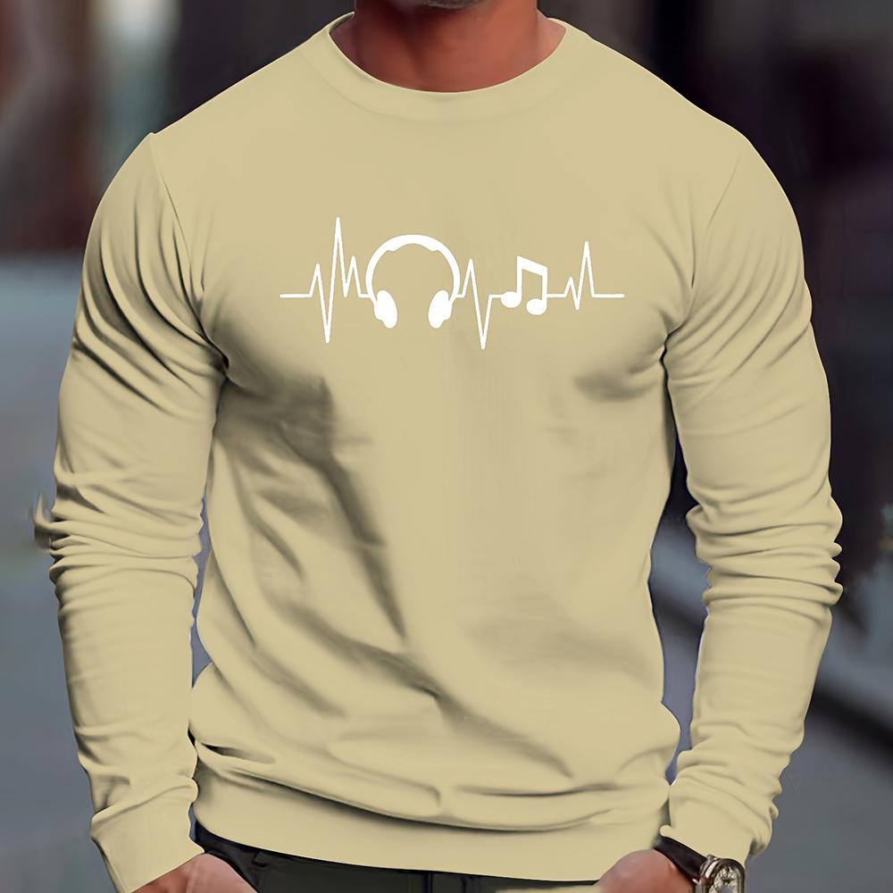 Men's Fall Long Sleeve Round Neck Casual T Shirt 2023 New Men's Sports 3D Digital Music Printing Sports Tops Winter Bottom Shirt