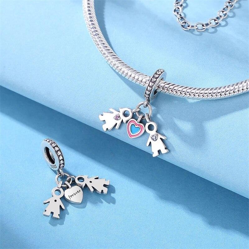 100% Authentic Copper Metal Metal Charm Bead Component Bead Components Boy and Girl Pendant Bead Component Charm Bead Components Compatible With High