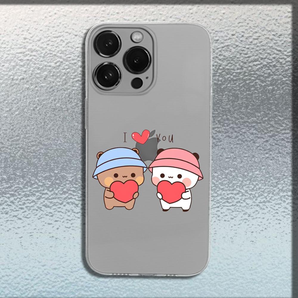 Cute BuBu DuDu Phone Case For iPhone 16,15,14,13,12,11 Plus,Pro,Max,XR,XS,X,Plus,SE,Mini Transparent Soft Cover