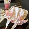 Cute Floral Print Handbag 3-in-1 Versatile Storage Shoulder Bag With Bow Decor Ruffle Edge Design Women Pink Crossbody Phe Bag