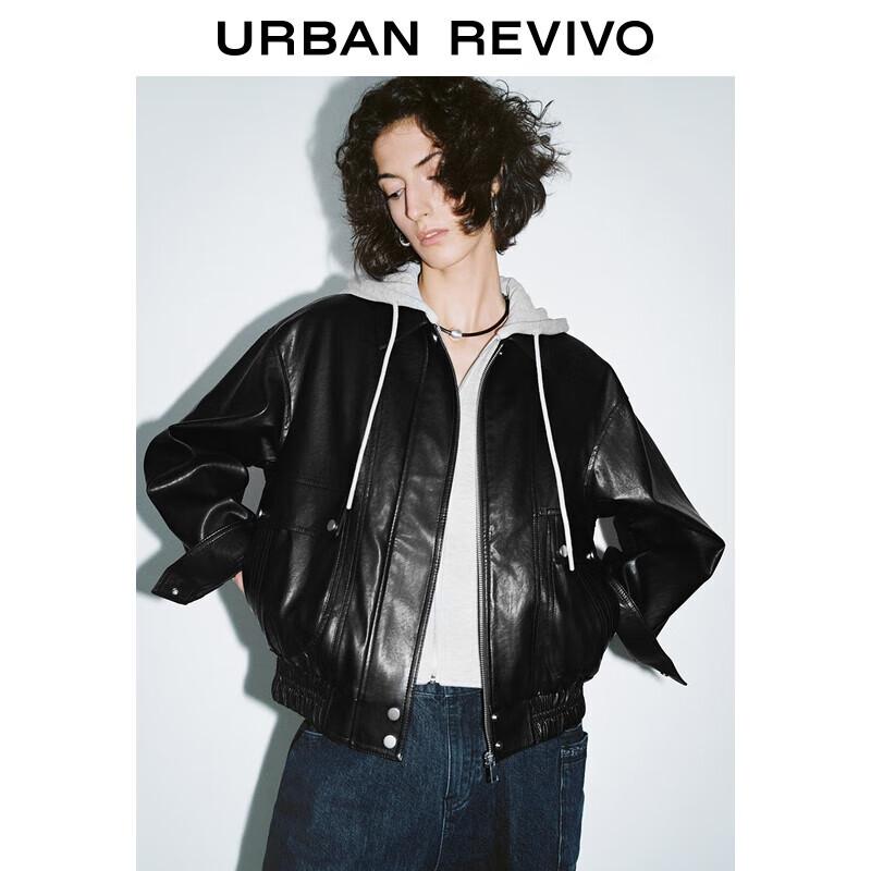 UR Women s Retro Color Block Hooded PU Jacket S