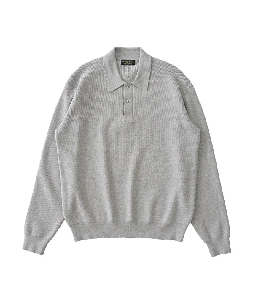 ANALOG MOOD Hachi Button-Up Collar Knit (Gray)