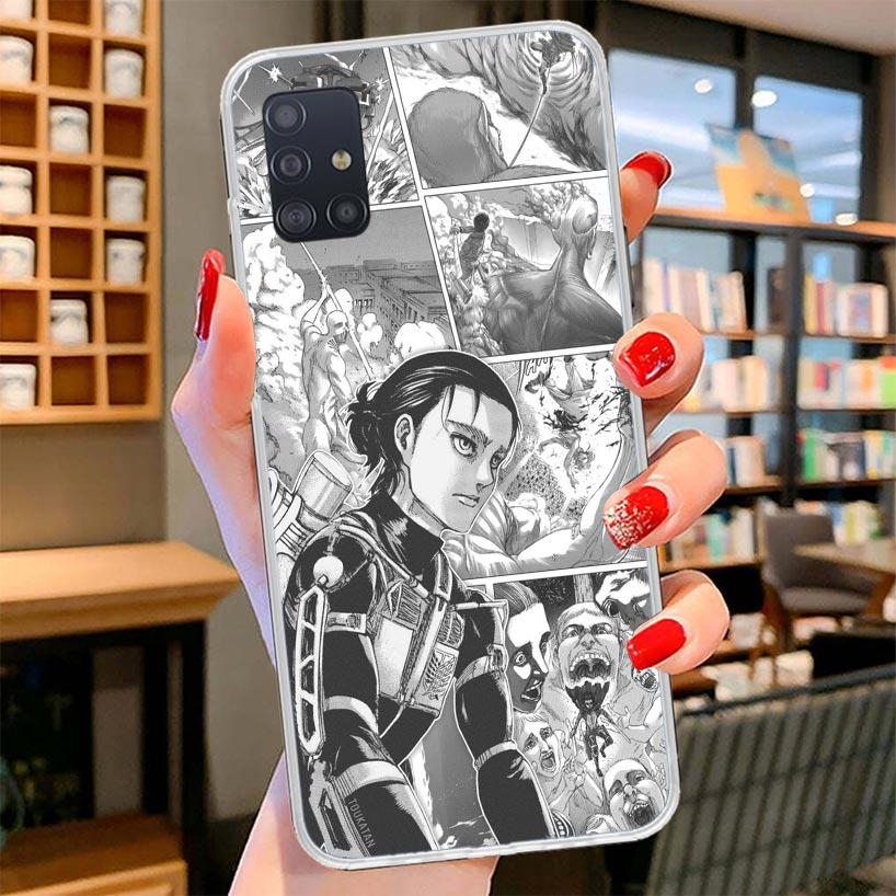 Attack Anime Cover Phone Case For Samsung Galaxy A12 A22 A32 A52 A72 A02S Phone Case Note 20 Ultra 10 S10 Plus A51 A71 A50S A20S