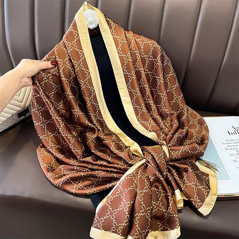 Elegant Imitation Silk Scarf for Women - Versatile Shawl & Head Wrap, Perfect for Casual Outings