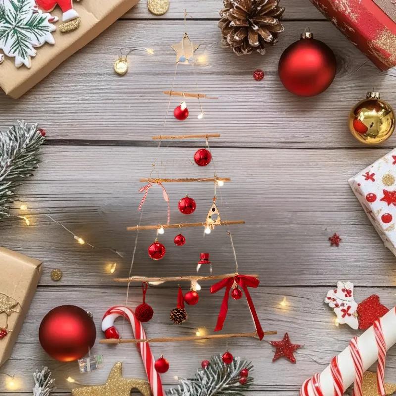 DIY Christmas Wall Decor 1/5/7 Tiers Wooden Hanging Christmas Decorations For Home Window Door Outdoor Indoor Xmas Tree Ornament
