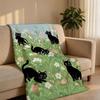 FloralBlackCat Throw Short Plush Throw Blanket Soft Skin-Friendly Multi-Scene Home Office
