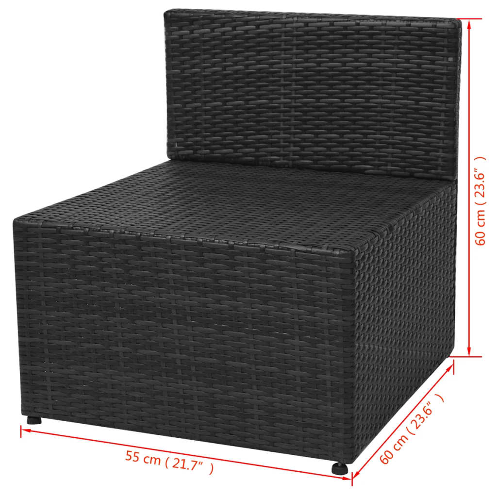 5 Piece Garden Lounge Set with Cushions Poly Rattan Black